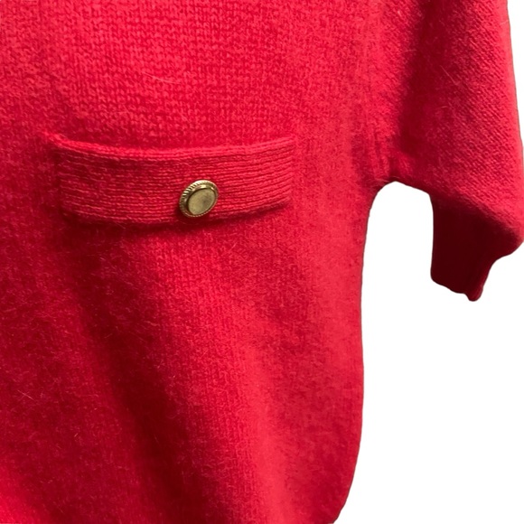 Vintage SK & Company Lambswool Angora Puffy Shoulder Sweater Red - Picture 6 of 13